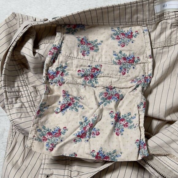 Anthropologie Hei Hei Raye Fold Over Cropped Pants Womens Sz 31 Cream Striped - Picture 8 of 16